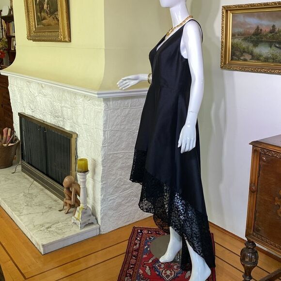 Monique Lhullier Black High Low Sleeveless Ball Gown - Picture 9 of 11